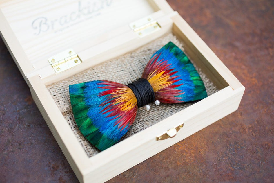 Brackish - Pollock Bow Tie - Multicolor Pheasant Feathers – Shooze