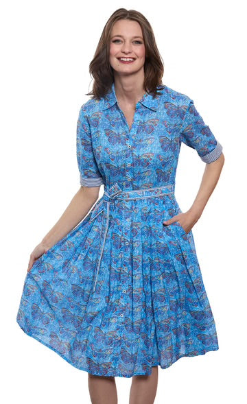 Butterflies on Blue Print Mrs. Maisel Dress  Benjamin's & Libba's