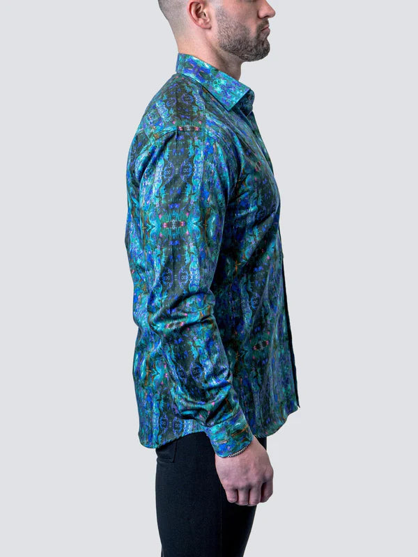fitted lace wedding dress Vintage Embroidered Western Cowboy Shirt (US Only) Navy Blue / L main image 0