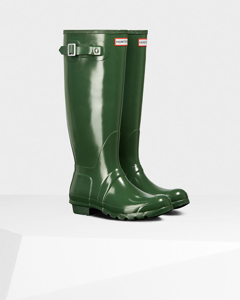 Green gloss best sale hunter boots