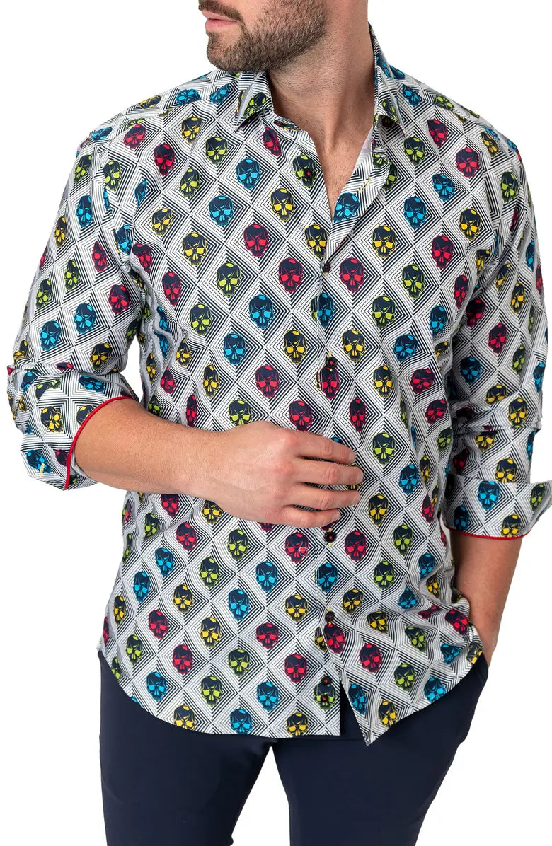 Fibonacci AlienSkull Dress Shirt - White Benjamin's & Libba's Fibonacci AlienSkull Dress Shirt - White Benjamin's & Libba's