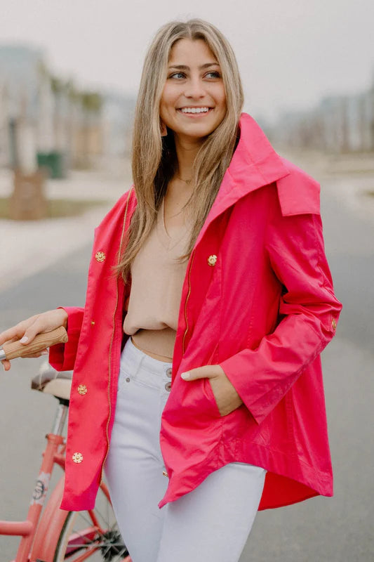 Pink fashion rain coat