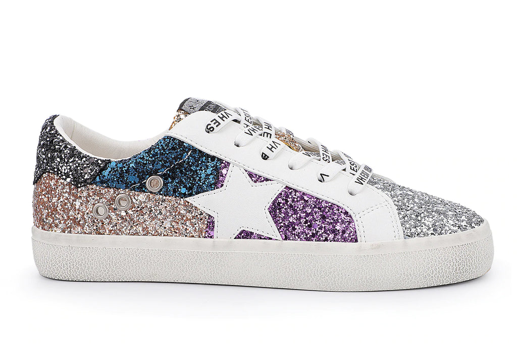 Shimmer Pearl Sneakers by Liv and Mia, Silver / 9
